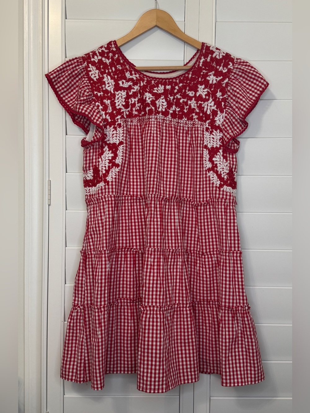 j. Marie gingham embroidered dress